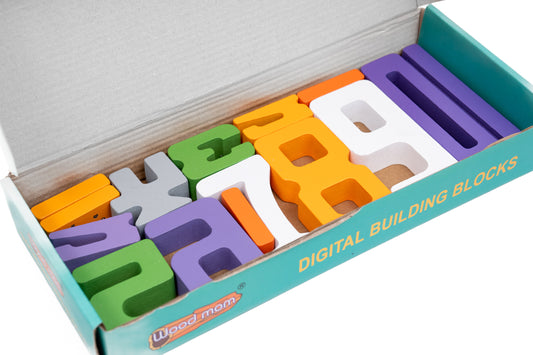 Bloques madera números de colores digital